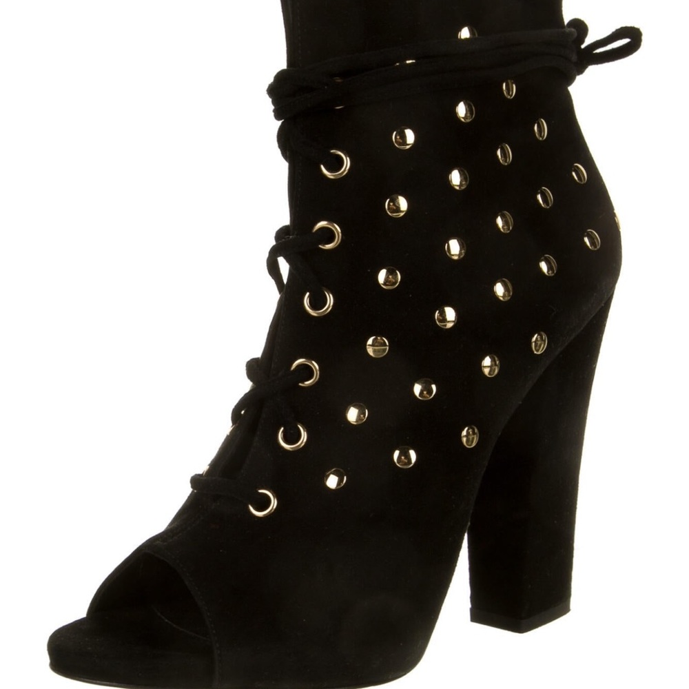 Giuseppe Zanotti Black Suede Alien Peep Toe Booties